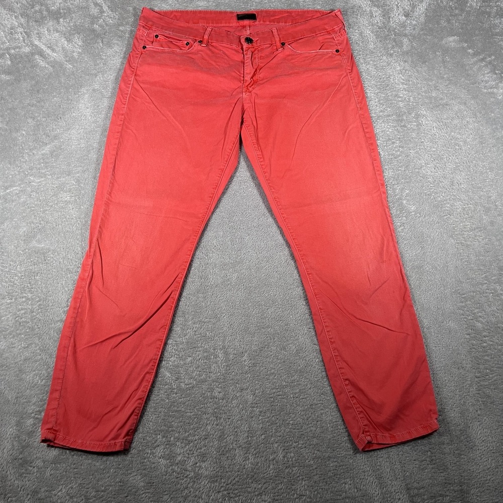 Mother Jeans Womens 30 Red Looker Crop Cruel Summer Twill Skinny Made USA